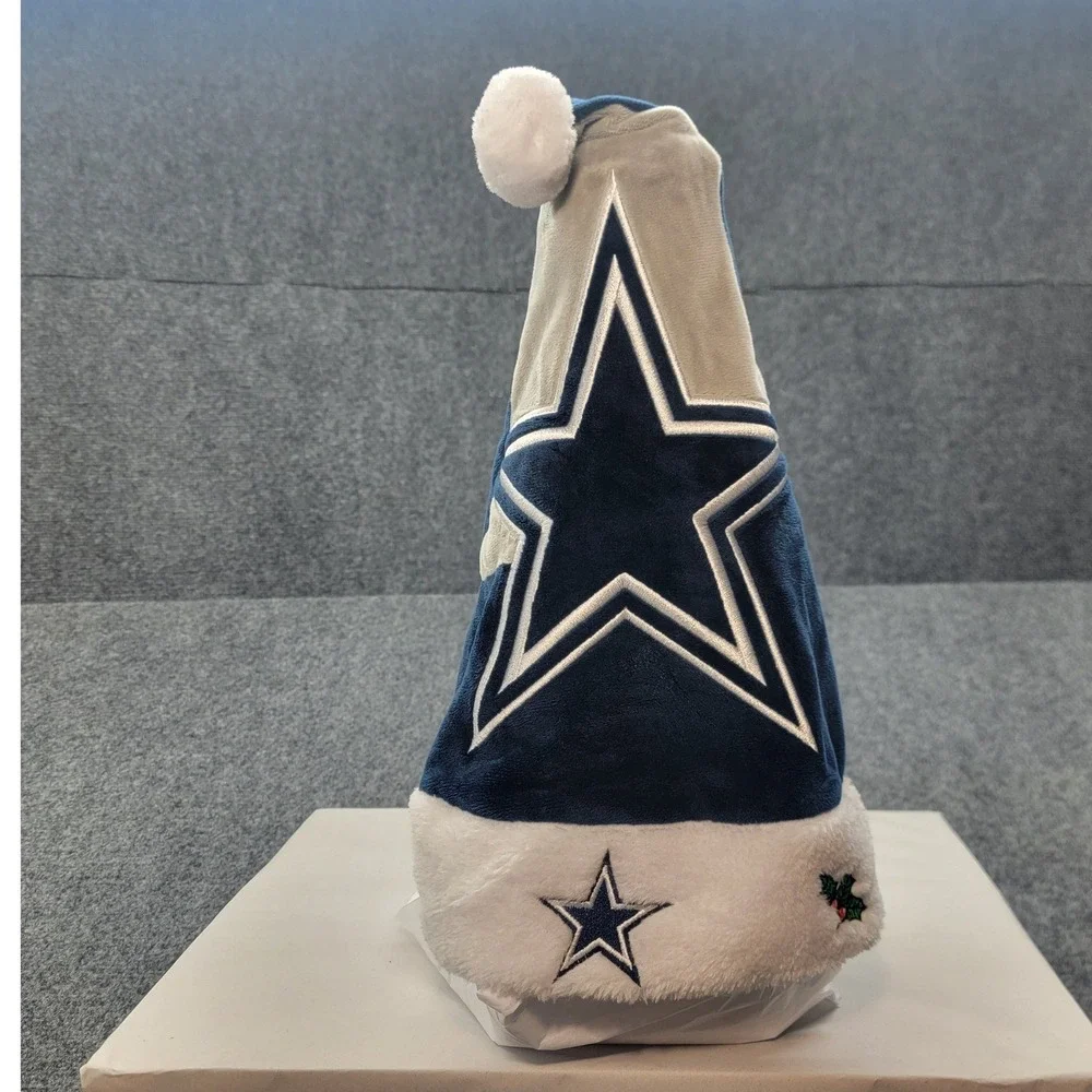 Dallas Cowboys Santa Hat NFL Football Holiday Christmas Plush Navy Grey Star